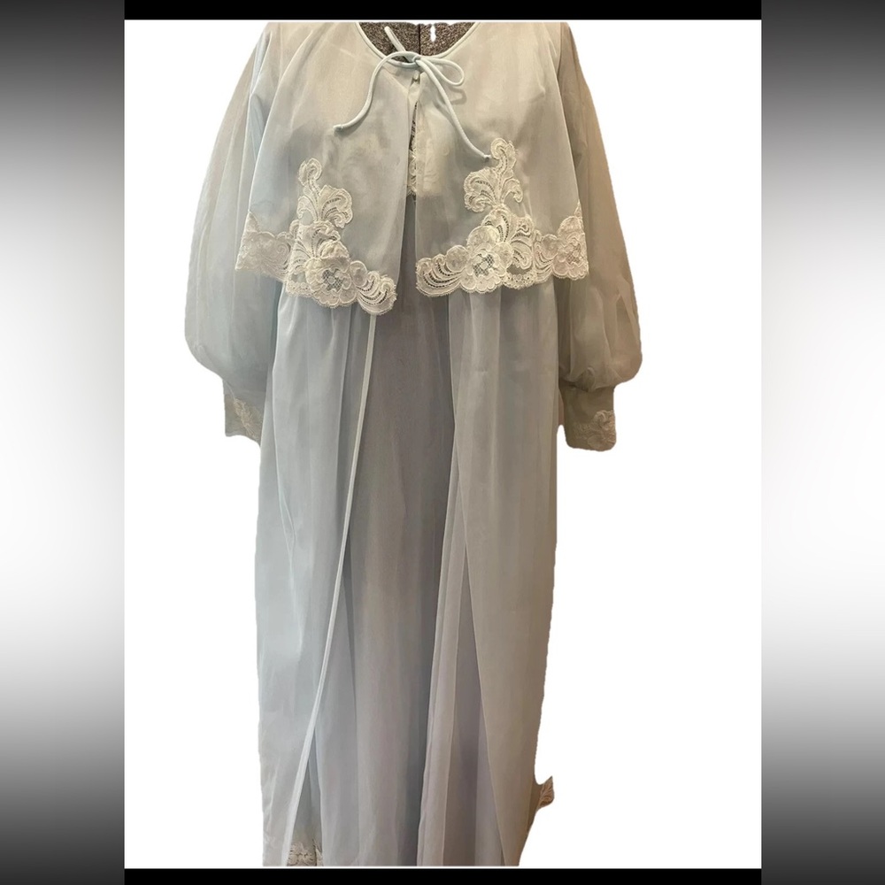 🆕Kayser‎ baby blue peignoir set-NWT/deadstock-size medium ladies VTG Rockabilly